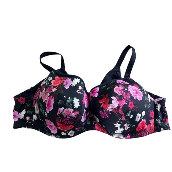 Torrid Curve Black Floral Bra Sz 48B Underwire Support Full Coverage Curvy - Picture 4 of 7